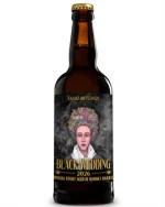 Mørk ølflaske med Black Wedding 2026 Imperial Stout fra Fanø Bryghus